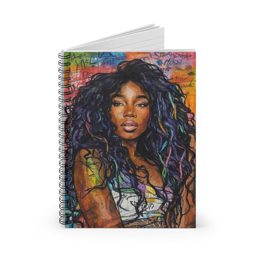 Afrocentric Pop Art Spiral Notebook — Colorful Black Woman Portrait, Ruled Journal